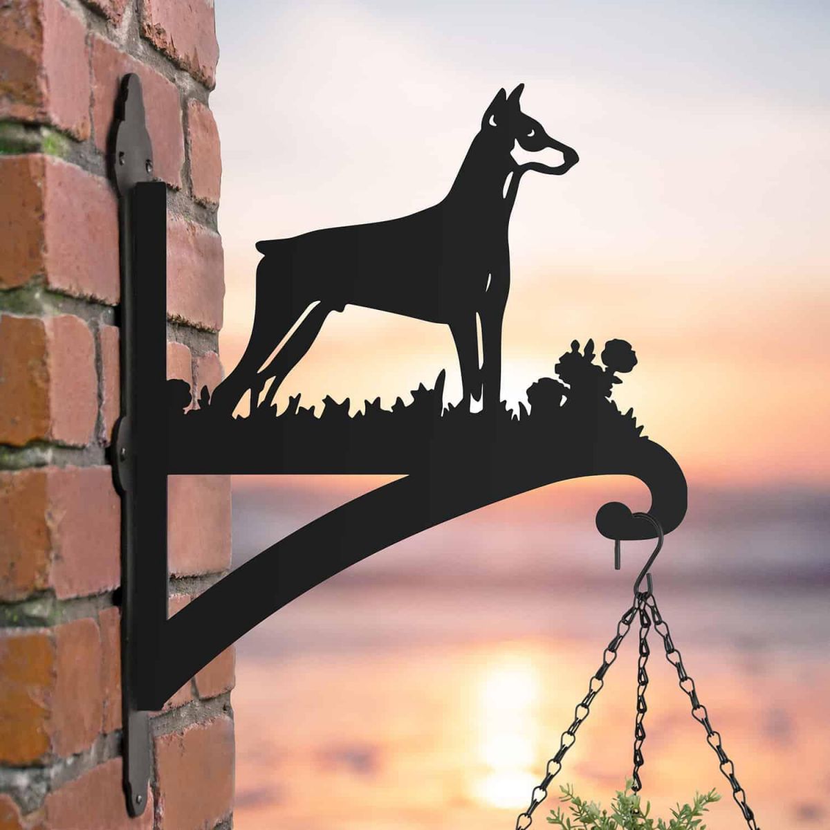 Doberman Dekoratif Metal Çiçeklik