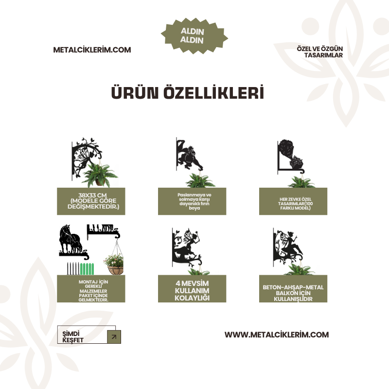Ayı ve Orman Çiçeklik Askı Metali