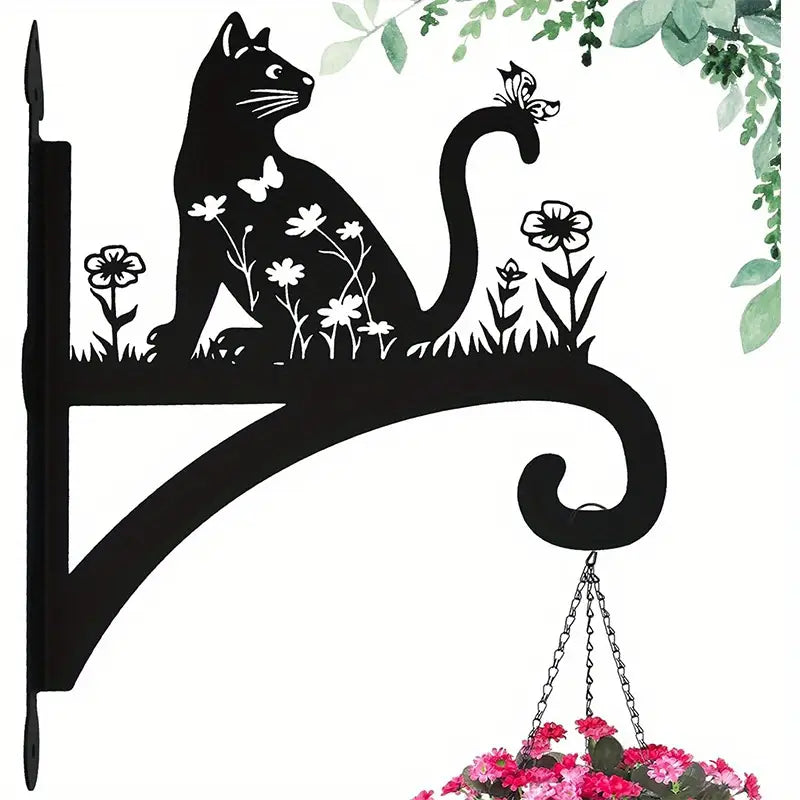 Kedi ve Kuş Dekoratif Metal Çiçeklik