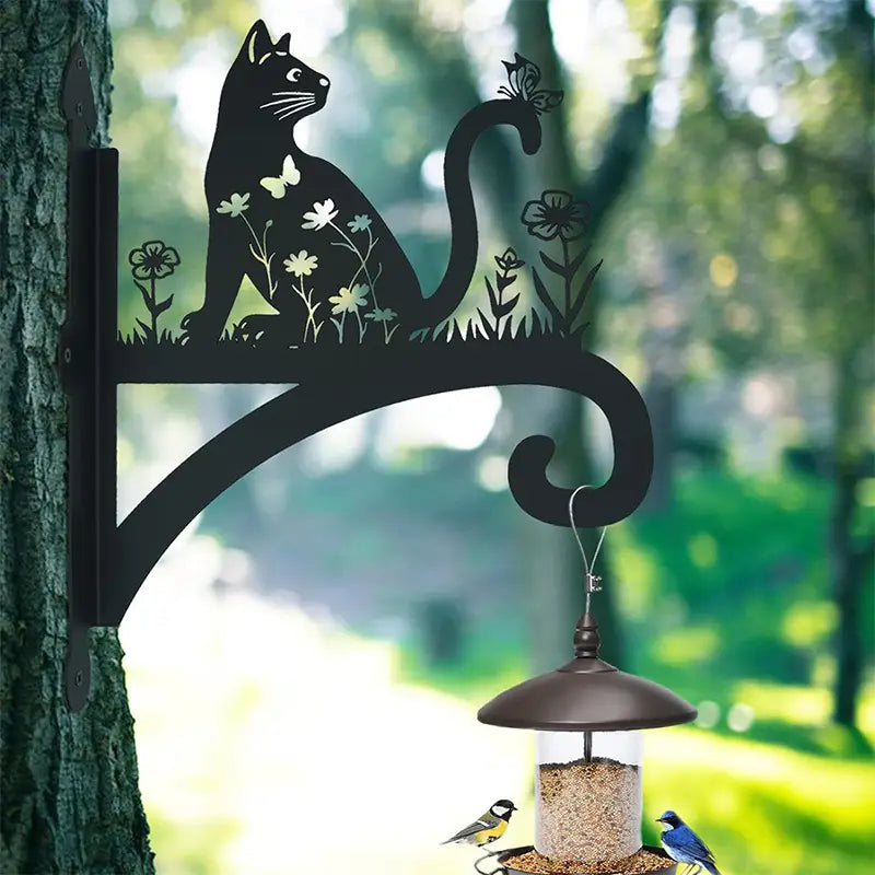 Kedi ve Kuş Dekoratif Metal Çiçeklik