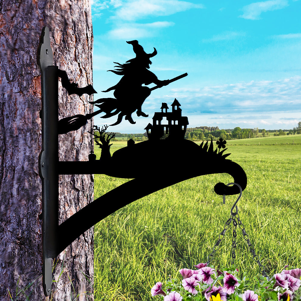 Halloween Cadısı Çiçek Askı Metali
