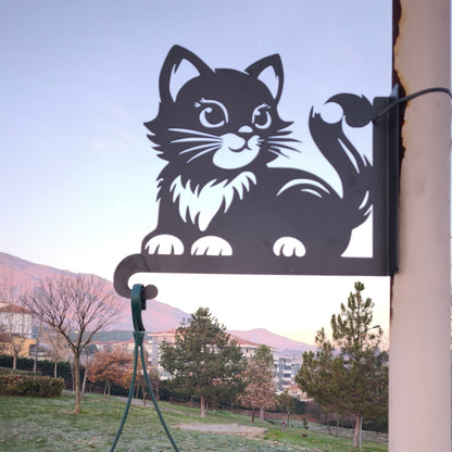 Tatlı Kedi Figürlü Çiçeklik Askı Metali