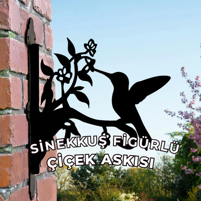 Sinekkuşu Kuşu Figürlü Metal Duvar Çiçek Askısı | Bahçe & Balkon Dekoru