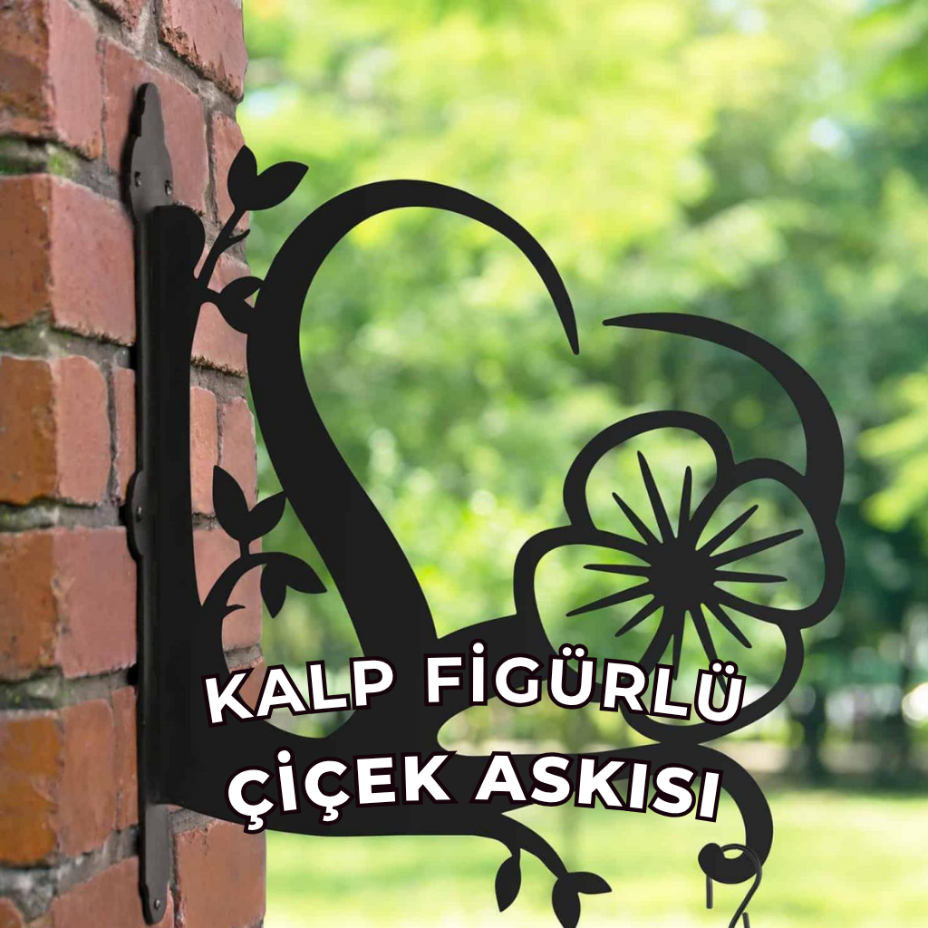 Kalp ve Çiçek Metal Çiçek Askı Demiri