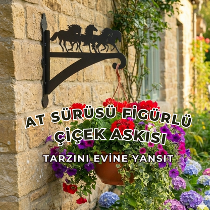 At Sürüsü Figürlü Metal Duvar Çiçek Askısı | Bahçe & Balkon Dekoru