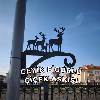 Geyikler Figürlü Metal Duvar Çiçek Askısı | Bahçe & Balkon Dekoru