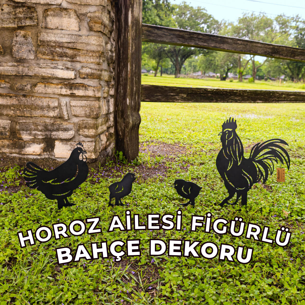 Horoz ve Ailesi Bahçe Dekor Seti