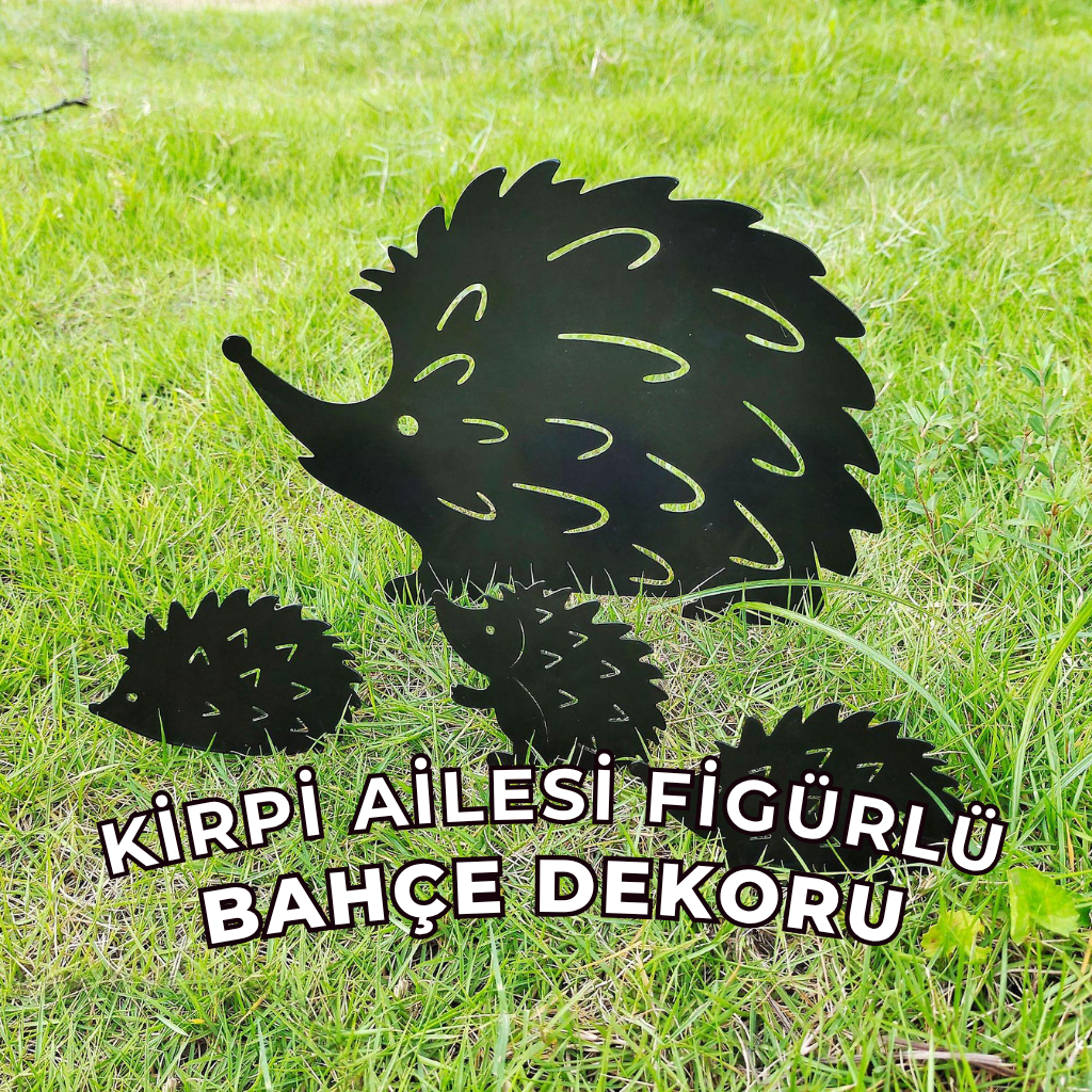 Kirpi ve Yavruları Bahçe Dekor Seti