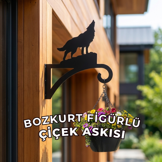 Bozkurt figürlü Çiçeklik Askısı