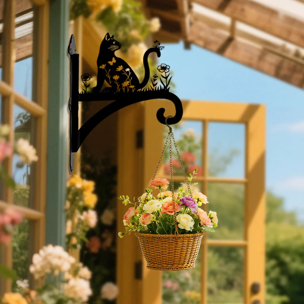 Kedi ve Kuş Dekoratif Metal Çiçeklik
