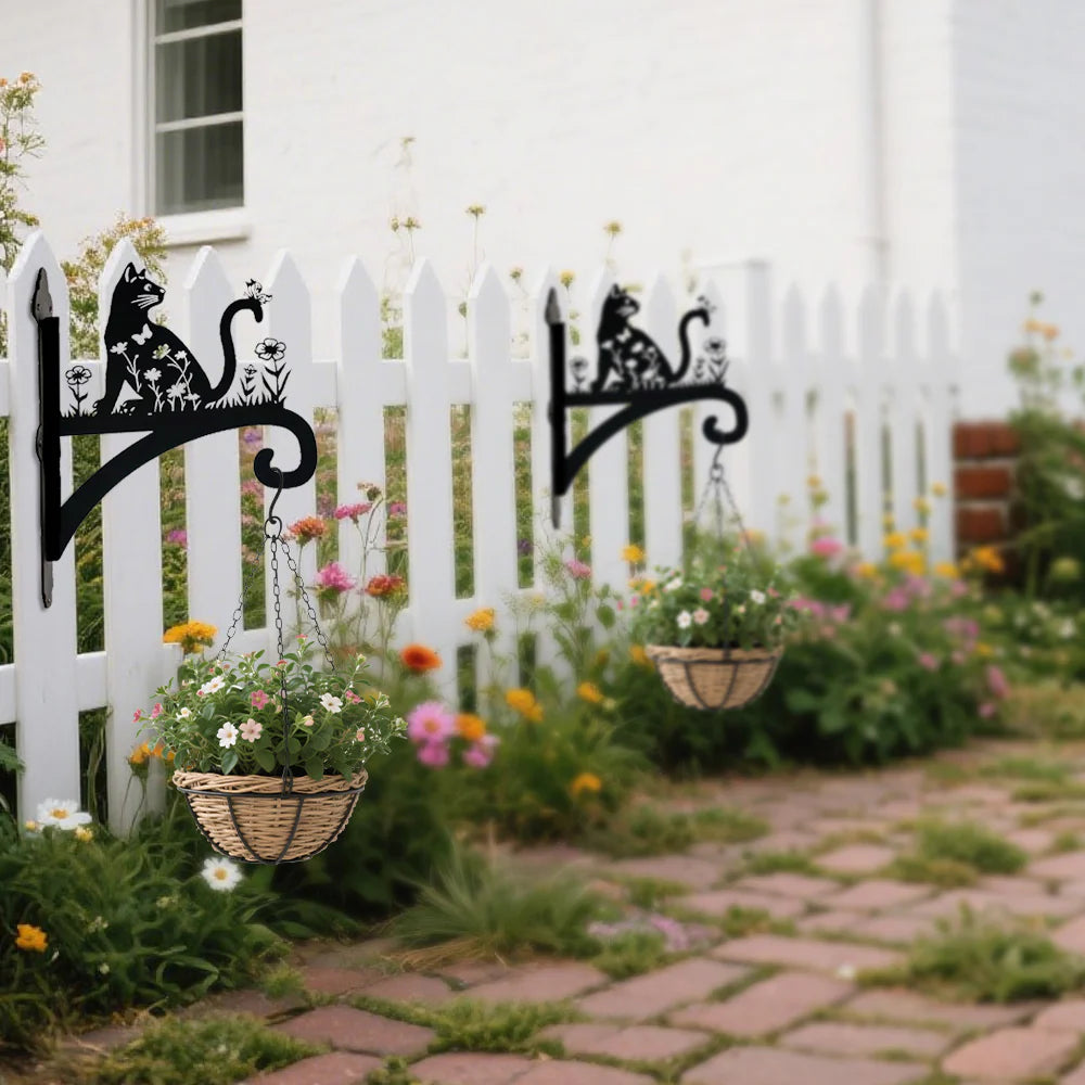 Kedi ve Kuş Dekoratif Metal Çiçeklik