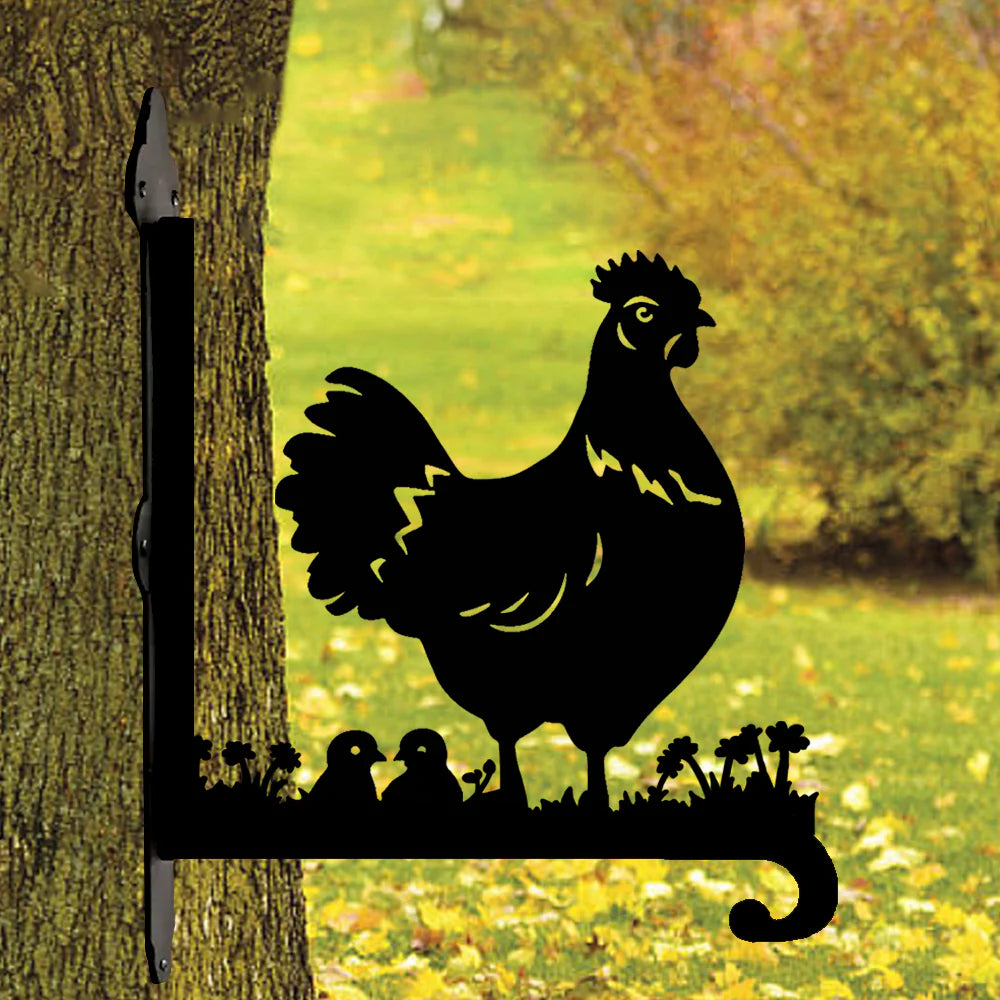 Tavuk ve Yavruları Figürlü Çiçeklik Askı Metali