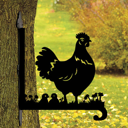 Tavuk ve Yavruları Figürlü Çiçeklik Askı Metali