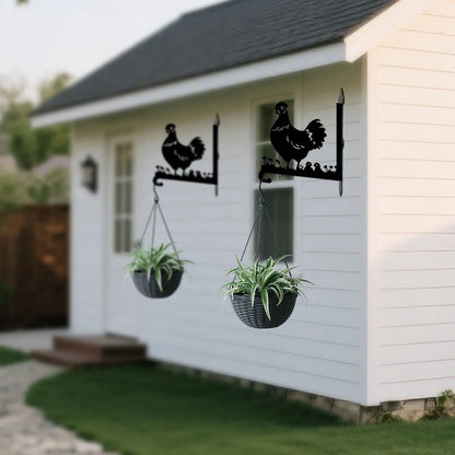Tavuk ve Yavruları Figürlü Çiçeklik Askı Metali