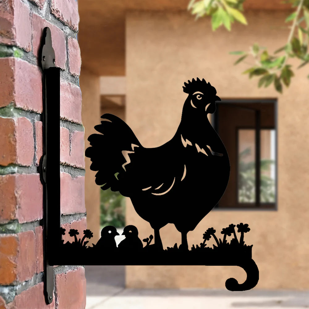 Tavuk ve Yavruları Figürlü Çiçeklik Askı Metali