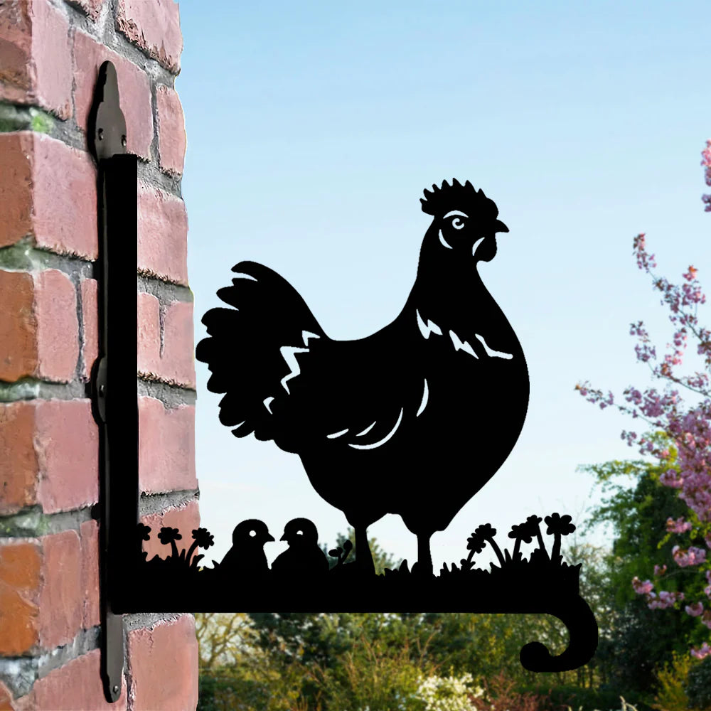 Tavuk ve Yavruları Figürlü Çiçeklik Askı Metali