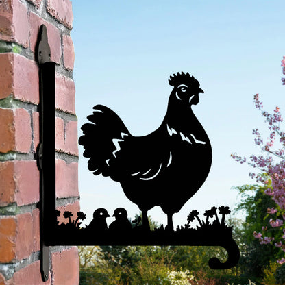 Tavuk ve Yavruları Figürlü Çiçeklik Askı Metali