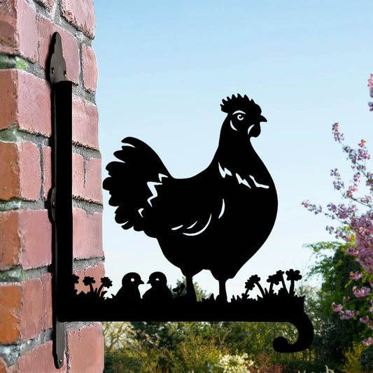 Tavuk ve Yavruları Figürlü Çiçeklik Askı Metali