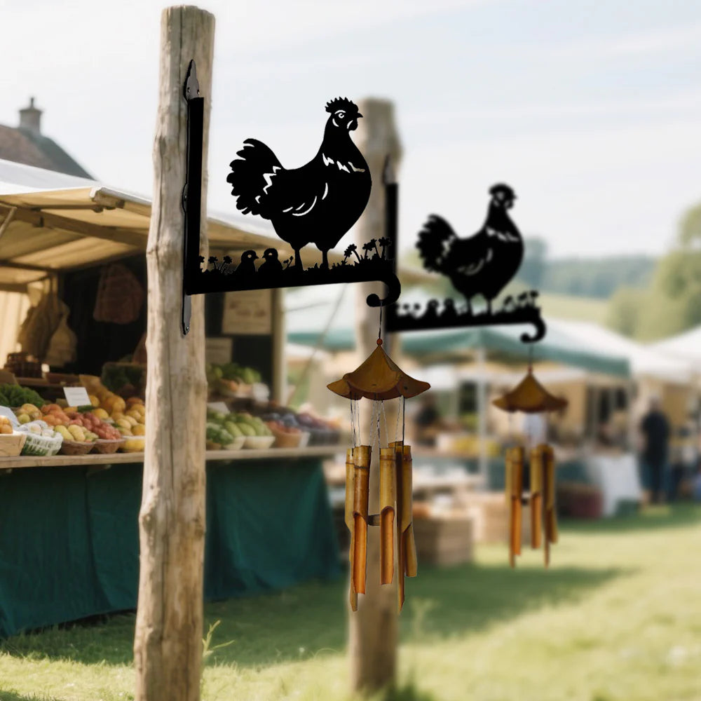 Tavuk ve Yavruları Figürlü Çiçeklik Askı Metali