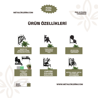 Geyik ve Orman Çiçeklik Askı Metali