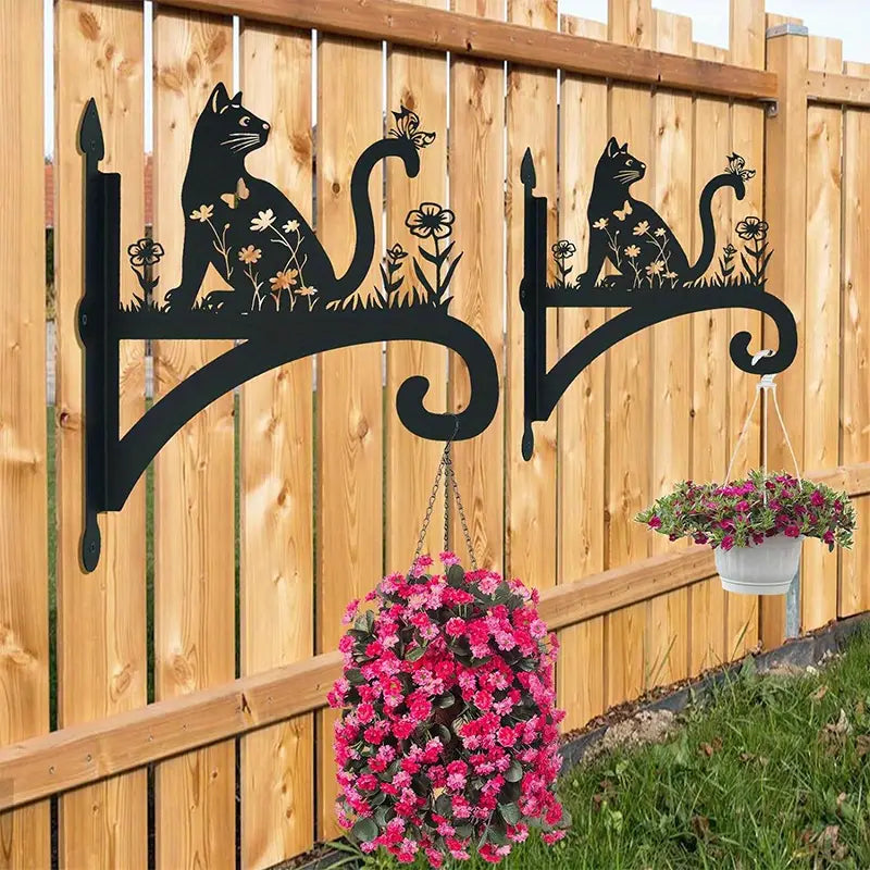 Kedi ve Kuş Dekoratif Metal Çiçeklik