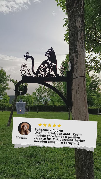 Kedi ve Kuş Dekoratif Metal Çiçeklik